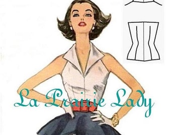 Repro Vintage Pattern Halter Top No 1 50s Repro on Printable PDF Size B36
