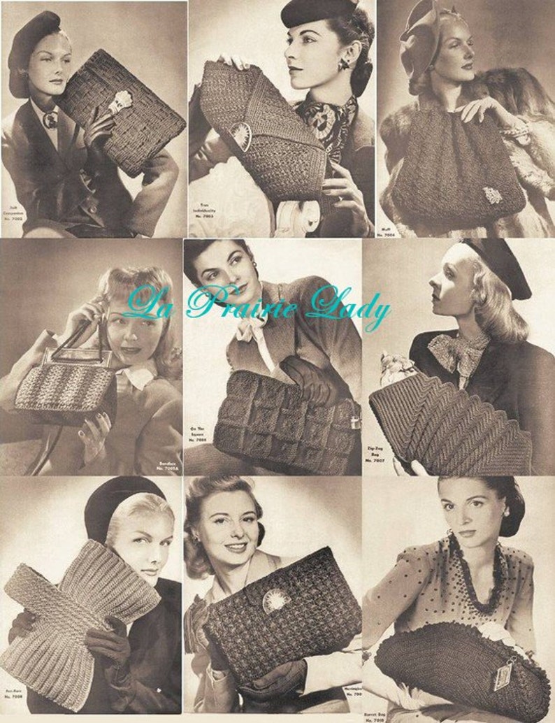 Vintage Quaker Smart Bags 40s Book Pattern Vol XVII pour Crochet 21 modèles sur PDF image 2