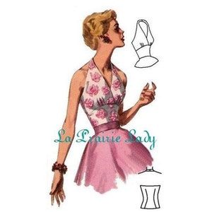 Repro of Vintage Pattern Halter Top 50s No 4 on Printable PDF Size B34