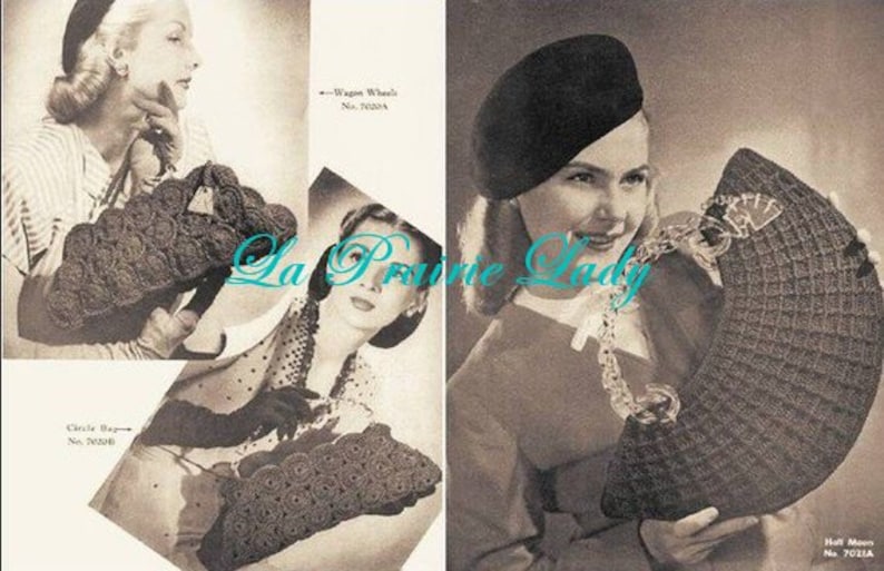 Vintage Quaker Smart Bags 40s Book Pattern Vol XVII pour Crochet 21 modèles sur PDF image 4