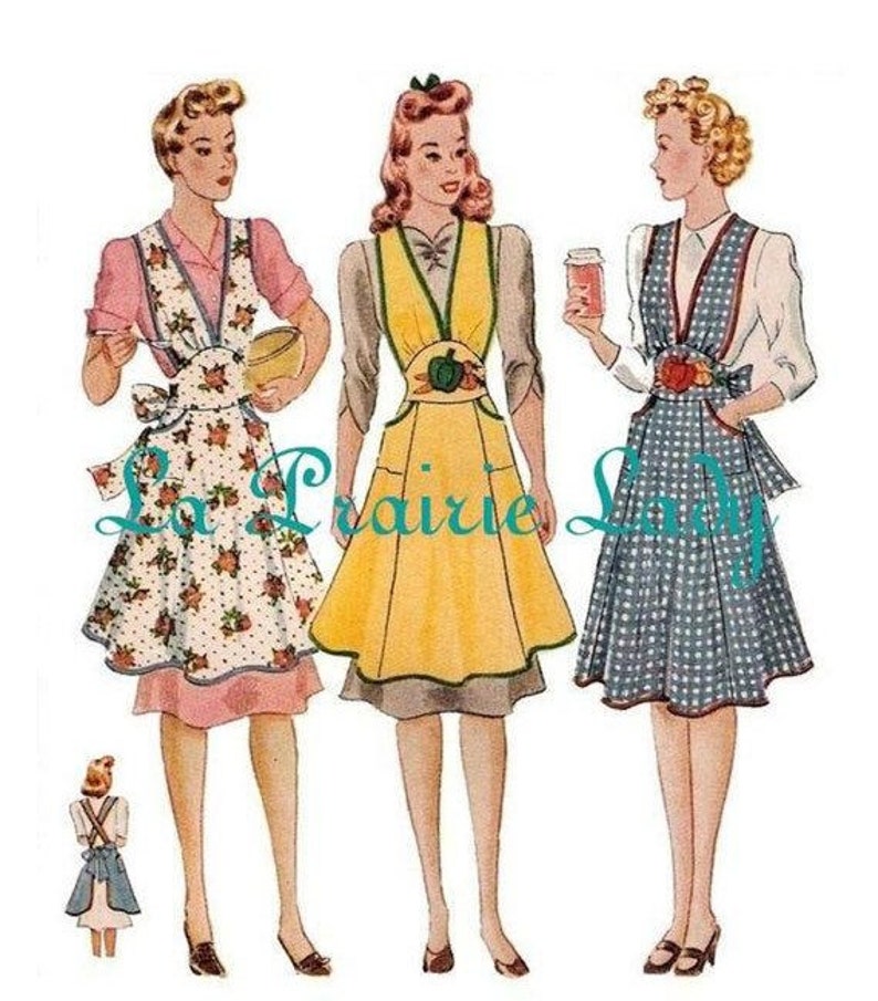 Repro Vintage Full Apron 40's PDF Pattern No 4 Available in M-L-XL image 1