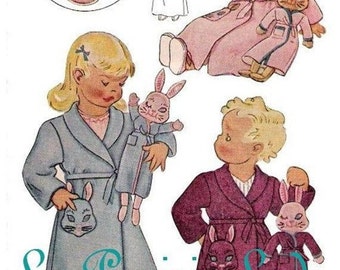 Repro Vintage Child Robe-Slippers and Bunny Toy 40's Repro on Printable PDF Size 4