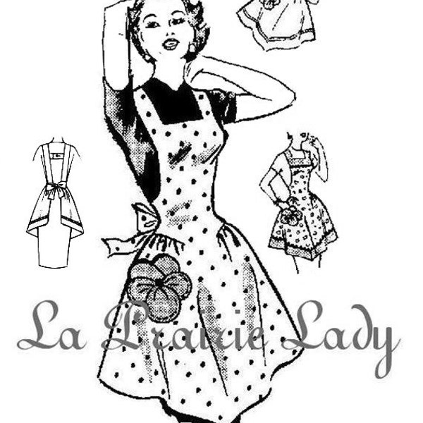 Repro Vintage Full and Half Apron 50's PDF Pattern No 5  Available in M-L-XL