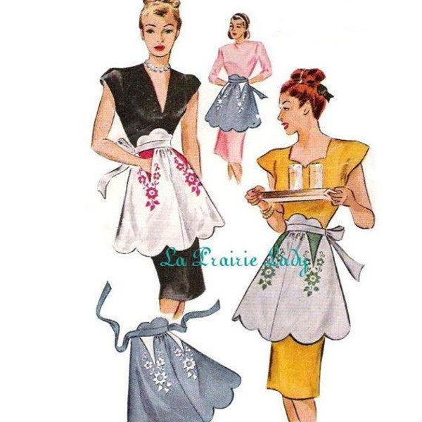 Repro Vintage Half Apron 40's PDF Pattern No 32 Available in M - L - XL