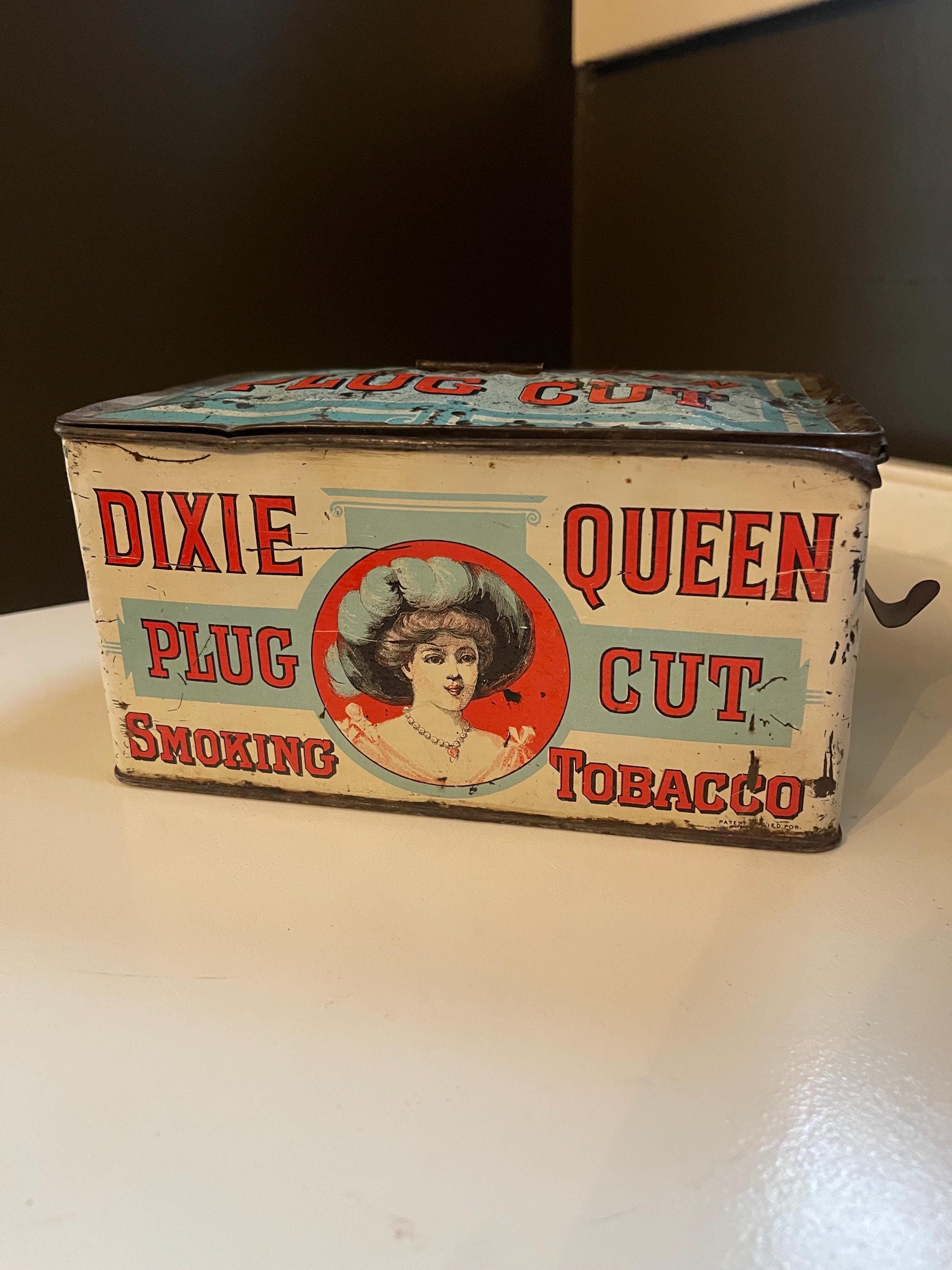 dixie queen plug cut tobacco tin Dixie Queen Plug Cut Tobacco Tin 1900's