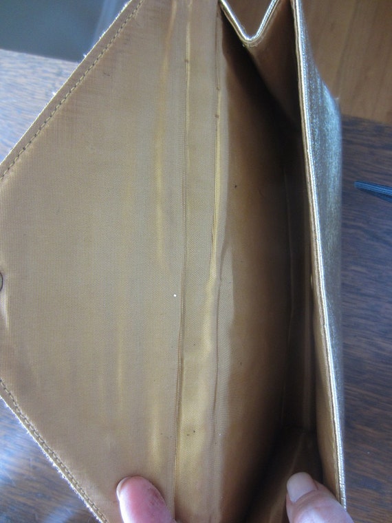 Vintage Gold Handbag Clutch Purse - image 4