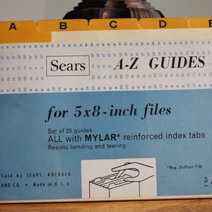 Sears A-Z Guides for 5x8 inch files