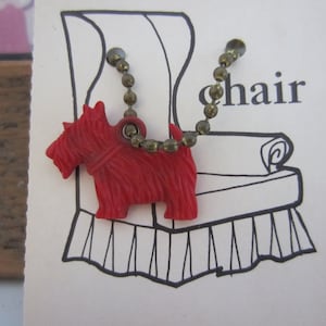 Vintage Scottie Dog Westie Red Keychain