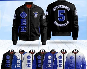 Customized Phi Beta Sigma Bomber Jacket, Personalized Sigmas Royal Blue 1914 Design Inspired FraternityJacket