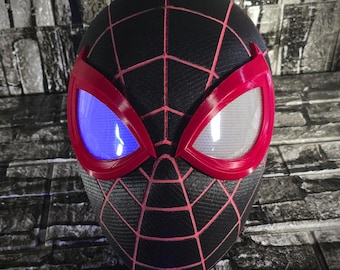 Máscara de Miles Morales, máscara de cosplay estilo araña impresa en 3D reactiva a los rayos UV.