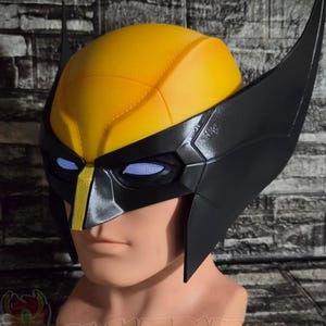 Hełm Wolverine, inspirowany grą, żółto-czarny, drukowany w 3D kaptur cosplay z magnetycznymi wymiennymi oczami