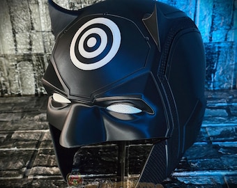 Bullseye Inspired Helmet – Villain Cosplay Mask, 3D Printed Comic Cowl, Daredevil Style Prop