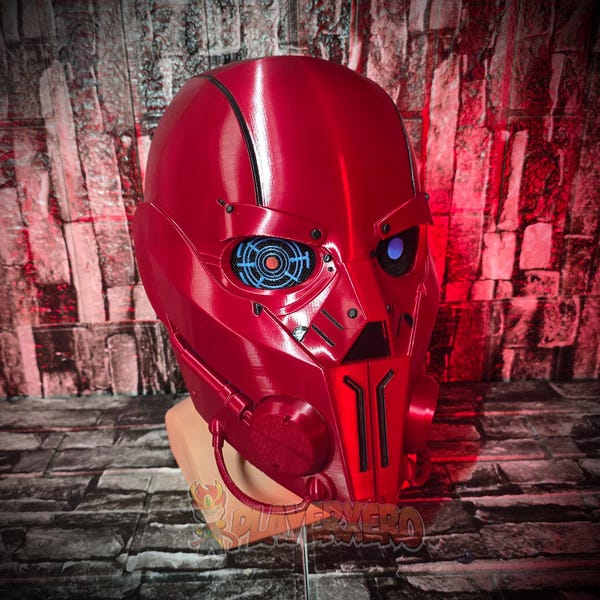 Versand Cosplay Maske | Red Shroud Bösewicht Helm | Glow Eyes 3D Gedruckte Cosplay Maske