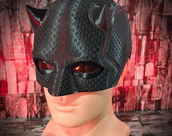 ブラック ヴィジランテ マスク | マグネットアイ付き デアデビル風 コスプレヘルメット | 3Dプリントカウル