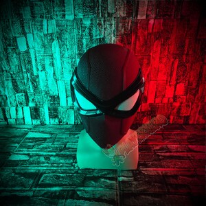 uv reactive eyes detail friendly neighborhood hero cosplay mask close up