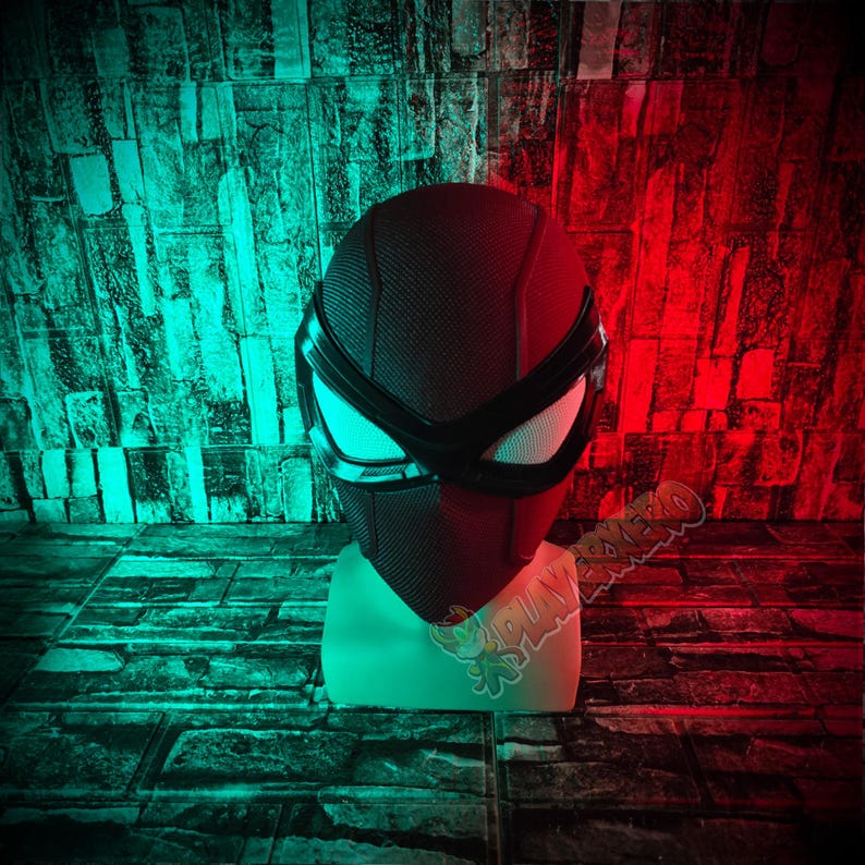 uv reactive eyes detail friendly neighborhood hero cosplay mask close up