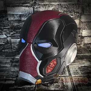 Deadpool inspiriert gepanzerter Helm | Tragbare Fan Art Söldner Maske | Magnetische Austauschbare Augen & UV Glow | 3D Gedruckter Cosplay Prop