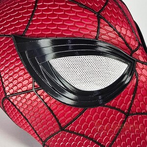 spiderman mask mesh eyes detail magnetic lenses cosplay helmet close up