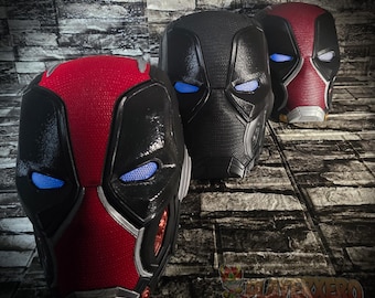 Deadpool Inspired Armorized Helmet | Wearable Fan Art Mercenary Mask | Magnetic Interchangeable Eyes & UV Glow | 3D Printed Cosplay Prop