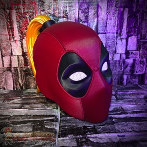 Lady Deadpool Cosplay Mask | 3D Printed Red Mask, Magnetic Eyes, Gold Ponytail Option