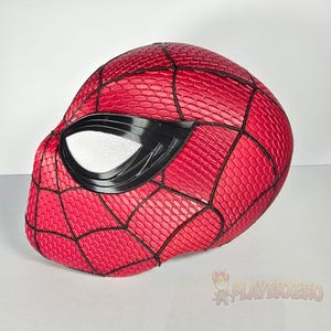 side view spiderman mask 3d printed magnetic cosplay helmet angle detail