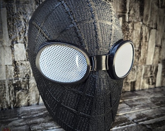 Black Noir Spider Hero Mask | 3D Printed Cosplay Helmet with Interchangeable Lens Filters | Realistic Eye Effect | Adult Costume Prop