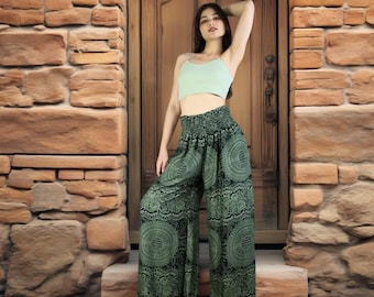 Boho Pants palazzo pants for women: Wide leg yoga pants for women with Pockets, for yoga, vacation outfit, holidays, summer, beach cover up