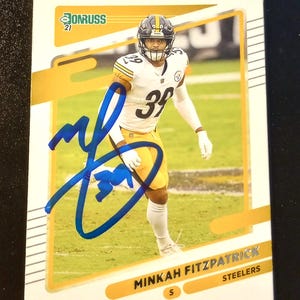 Minkah Fitzpatrick Signed Autographed 2021 Panini Donruss NFL Football Card With COA (Pittsburgh Steelers) (Authentic-Real Signature)