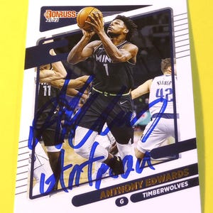 Anthony Edwards Signed Autographed 2021 Panini Donruss basketball Card with COA (Minnesota Timberwolves)-(Authentic-Real Signature)