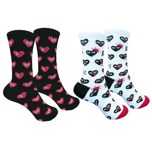 Calcetines de corazones, juego de 2 pares, bonitos y acogedores calcetines de amor, calcetines de regalo elegantes y modernos, calcetines casuales coloridos, calcetines de moda - Regalo para pareja