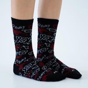 Tattoo Socks for Couples, Family Look Socks, Cozy Cotton Socks Set, Graphic Pattern Socks, Comfortable Natural Socks, Couple&#39;s Gift