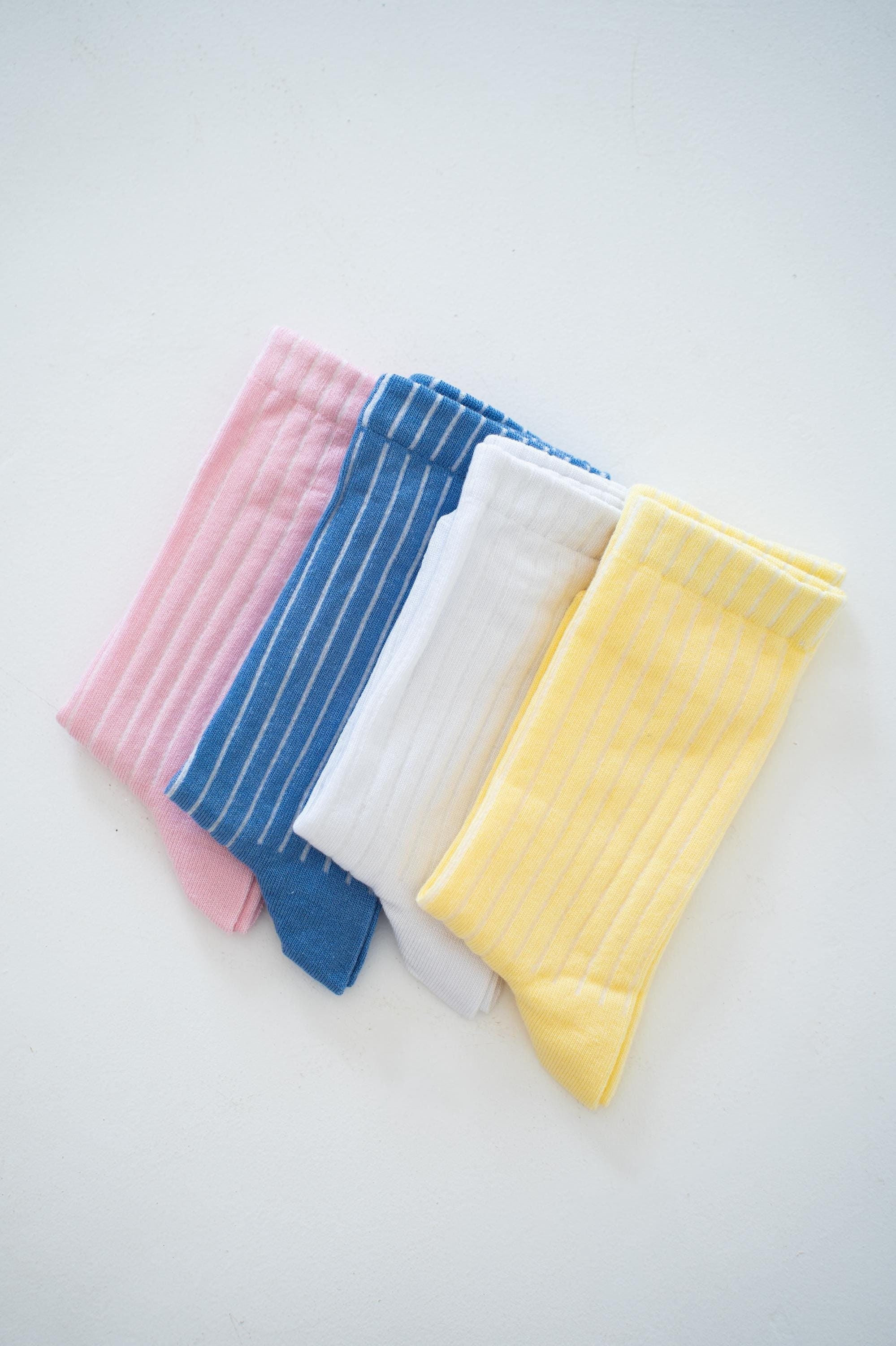 Long Striped Socks "Bamboo light" Set of 4, Bamboo Solid Color Socks, Casual Plain Socks, Natural Unisex Socks, Comfortable Spring Socks