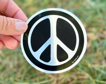 Retro Peace Sign Sticker: Glossy Vinyl Decal