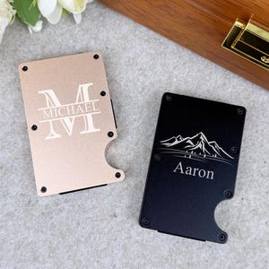 Portefeuille en métal personnalisé, portefeuille en métal gravé au laser, portefeuille minimaliste personnalisé pour cartes de crédit, cadeaux pour la fête des pères, cadeau d'anniversaire
