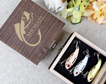 Leurre de pêche personnalisé, hameçon métallique personnalisé, ensemble appâts et hameçon métallique, cadeau pour ami pêcheur, cadeau pour papa, oncle ou mari