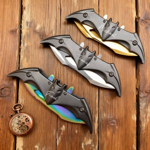 Personalized Bat Pocket Knife, Custom Portable Folding Knife for Outdoor Camping, Added Teeth Knife, Multi Functional Hiking Folding Knife