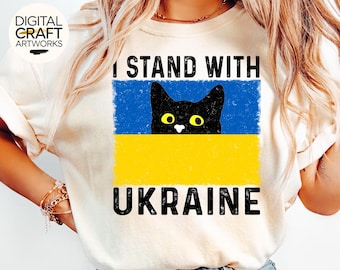 Cat I Stand With Ukraine PNG, Ukrainian Flag Png, Supporter Ukraine Png, Ukrainian Flag,  Cat Support Ukraine Png, Digital Download