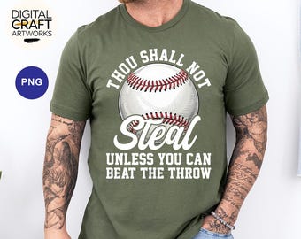 Disegno PNG divertente di baseball - File di sublimazione "Non rubare" - Arte digitale umoristica di baseball - Clipart sportive per gli appassionati, download digitali