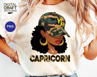 Capricorn Zodiac PNG, Black Woman Capricorn Clipart, Zodiac Sign Png, Horoscope Sign PNG, Camouflage Woman Png, Astrology Digital Dowloads