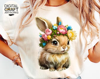 Easter Bunny Rabbit PNG, Happy Easter Bunny PNG, Easter Coquette Png, Easter Women Png, Floral Spring Png, Girls Easter, Easter Doodle