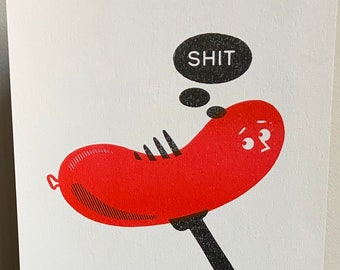 Fork & Sausage - A4 Original Risograph Ltd Edition Print