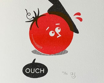 Tomato & Knife - A4 Original Risograph Ltd Edition Print