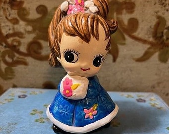 Darling Vintage Josef Original Big Eye Girl Blue With MUFF