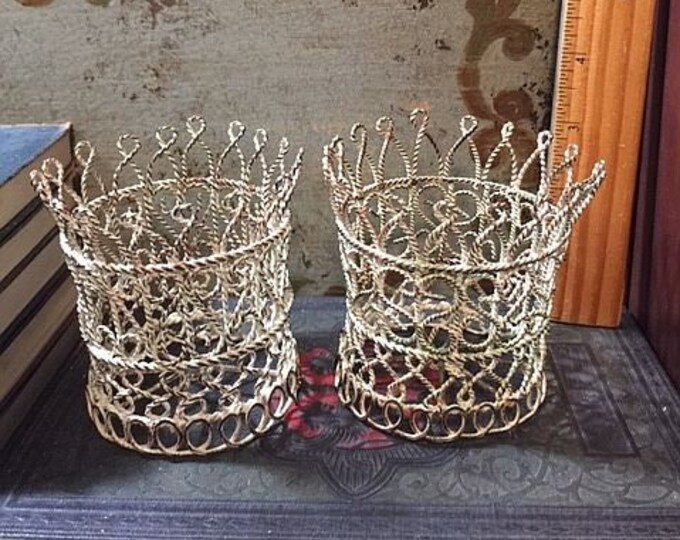 Vintage Wire Cup Holders Crown Shapes Crafting Crafts Etsy