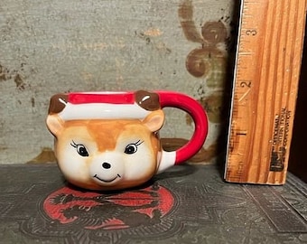 Small Mini DEER Reindeer Mug Christmas Crafting Vignettes Decorating
