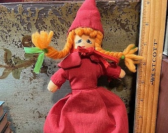 Vintage 70's Red Riding Hood TOPSY TURVY Cloth doll  3 dolls in 1 Grandma Wolf