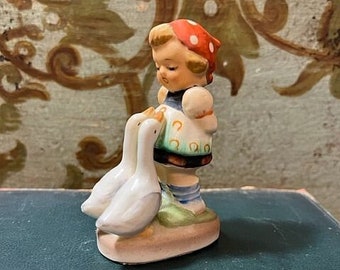 Cute Vintage Girl with Ducks Small Figurine