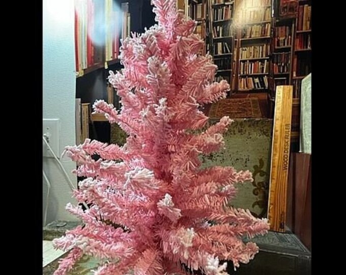 Lovely PINK Flocked Small Christmas Tree Holiday Decorating Decoration