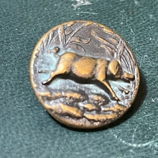 Antique Wild Boar Pig Running Copper or Brass Button Victorian