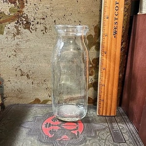 Small Vintage Cream Glass Half Pint Bottle Kitchen Decorating Farm Farmstyle